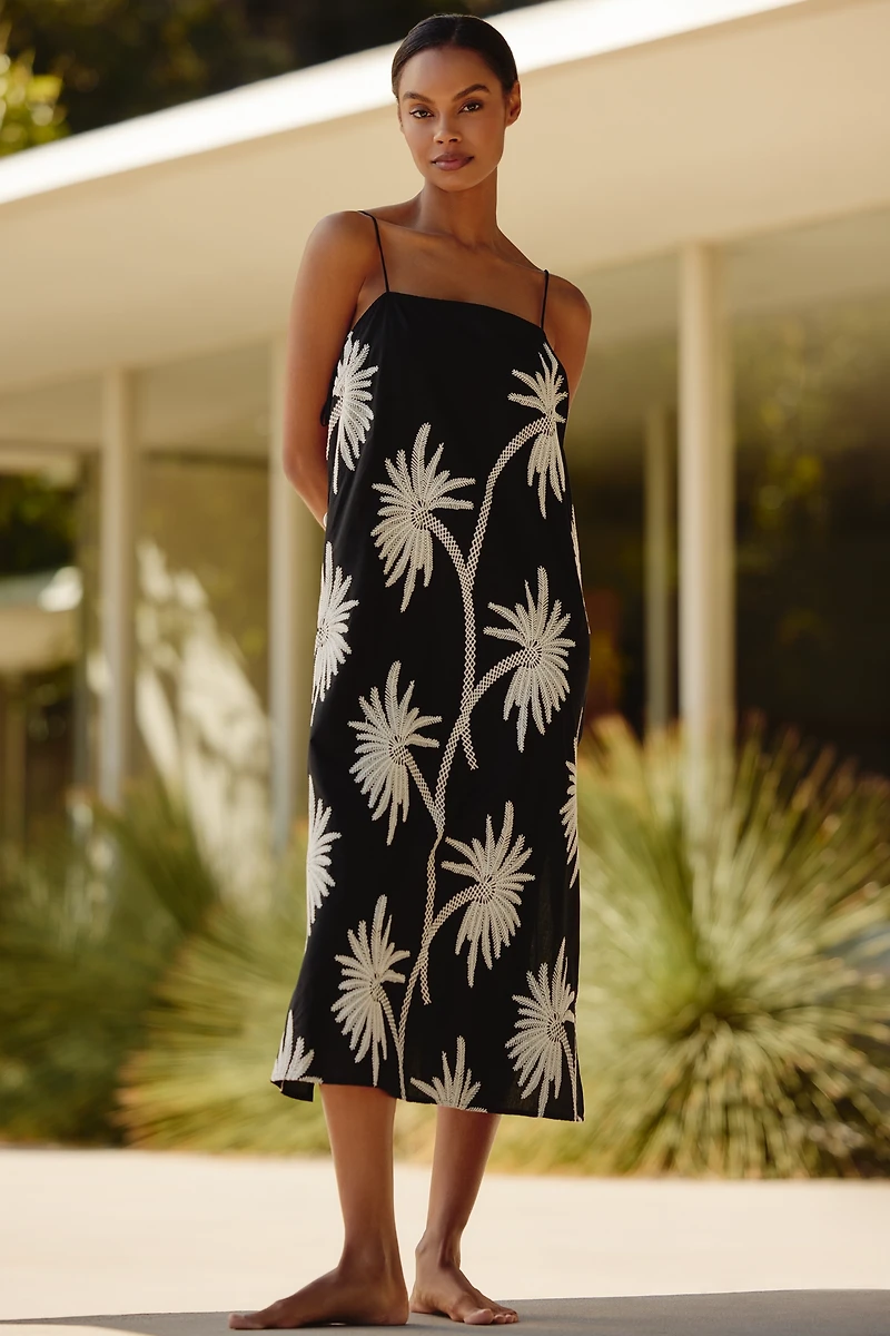 Traffic People Palm Tree Embroidered Tunic Dress