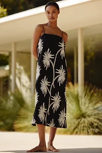 Traffic People Palm Tree Embroidered Tunic Dress