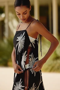 Traffic People Palm Tree Embroidered Tunic Dress