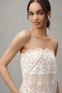 BHLDN Strapless Eyelet Column Maxi Dress
