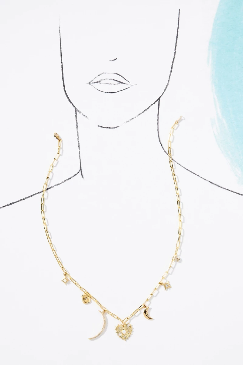 Phyllis + Rosie Moon Charm Necklace
