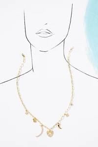 Phyllis + Rosie Moon Charm Necklace