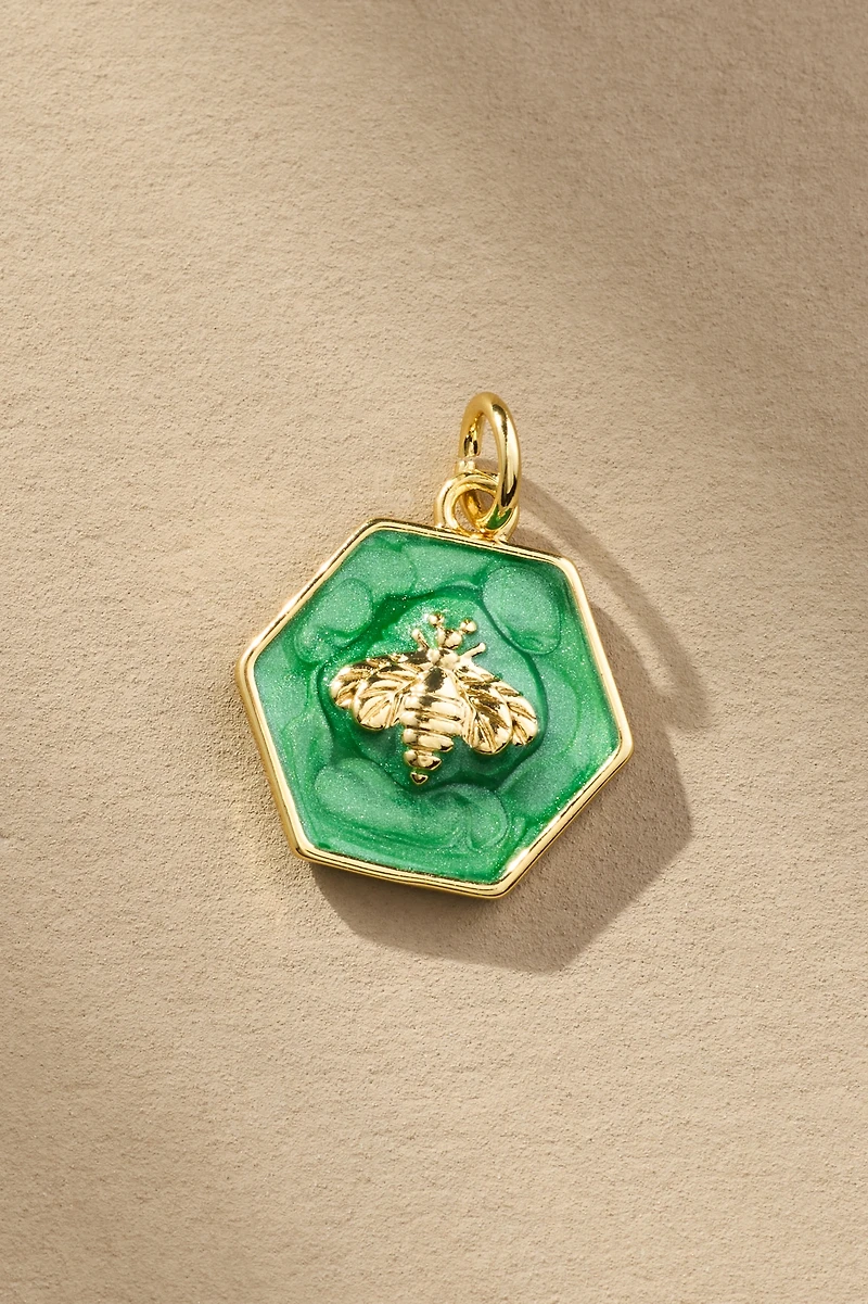 Green Honeycomb Bee Jewelry Charm