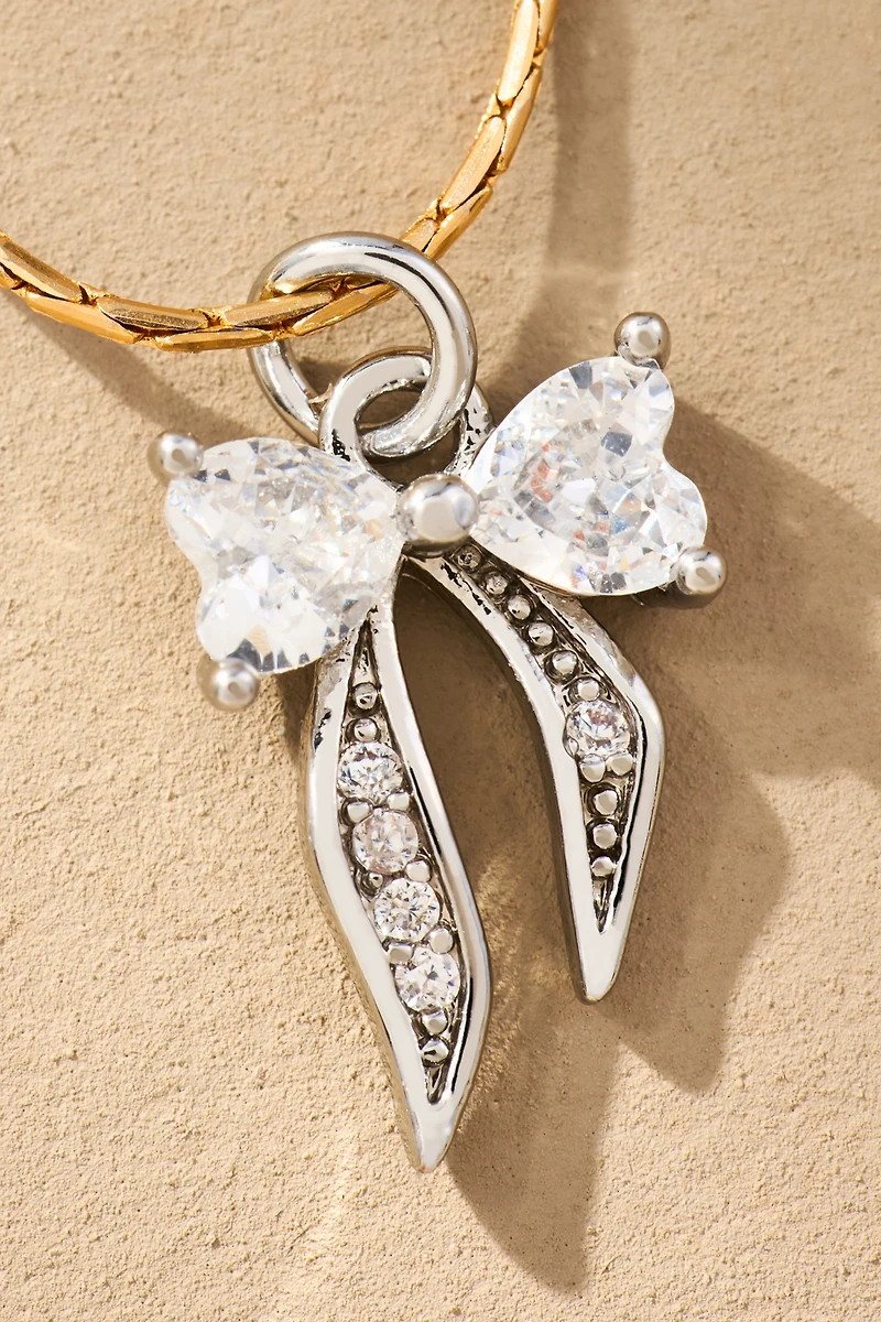 Boxbar Crystal Heart Ribbon Bow Charm