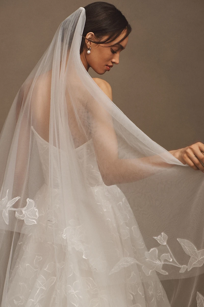 Jenny Yoo Emerson Floral Appliqué Cathedral Veil