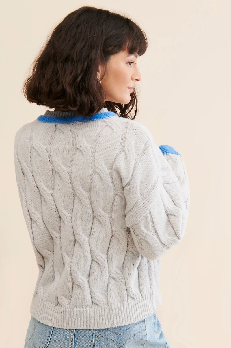 FRENCHMAUVE Tonya Cable Knit Sweater