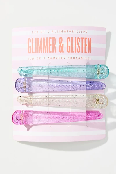 Glimmer & Glisten Alligator Hair Clips, Set of 4