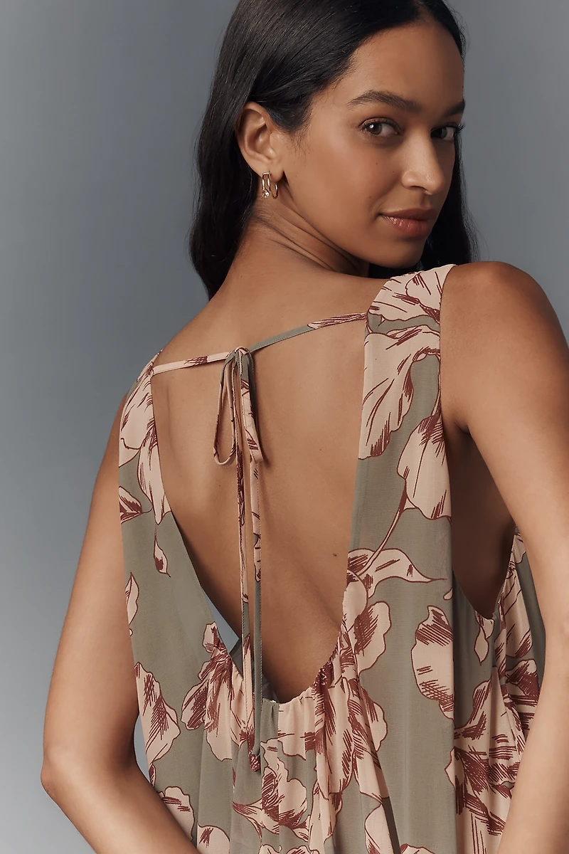 Sarah Hann Printed Mesh Bubble-Hem Tunic