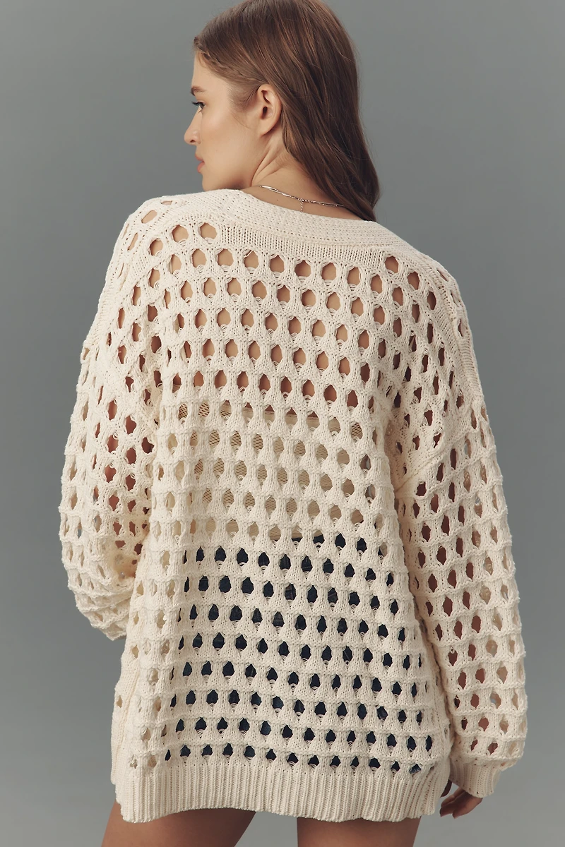 Maeve Chunky Open-Stitch Cardigan