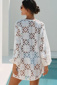 By Anthropologie Long-Sleeve Lace Cutout Kaftan