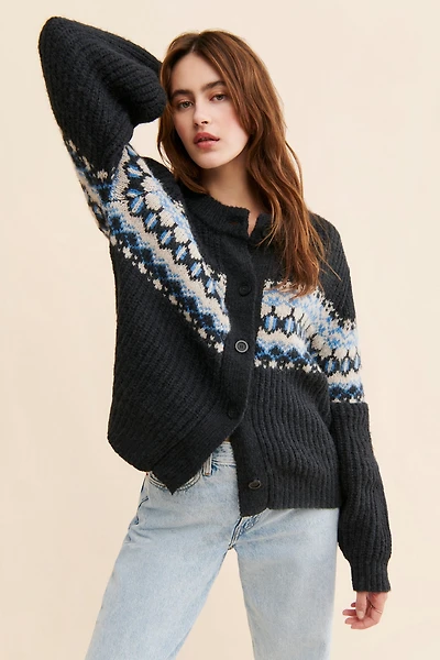 Moon River Fair Isle Knit Cardigan