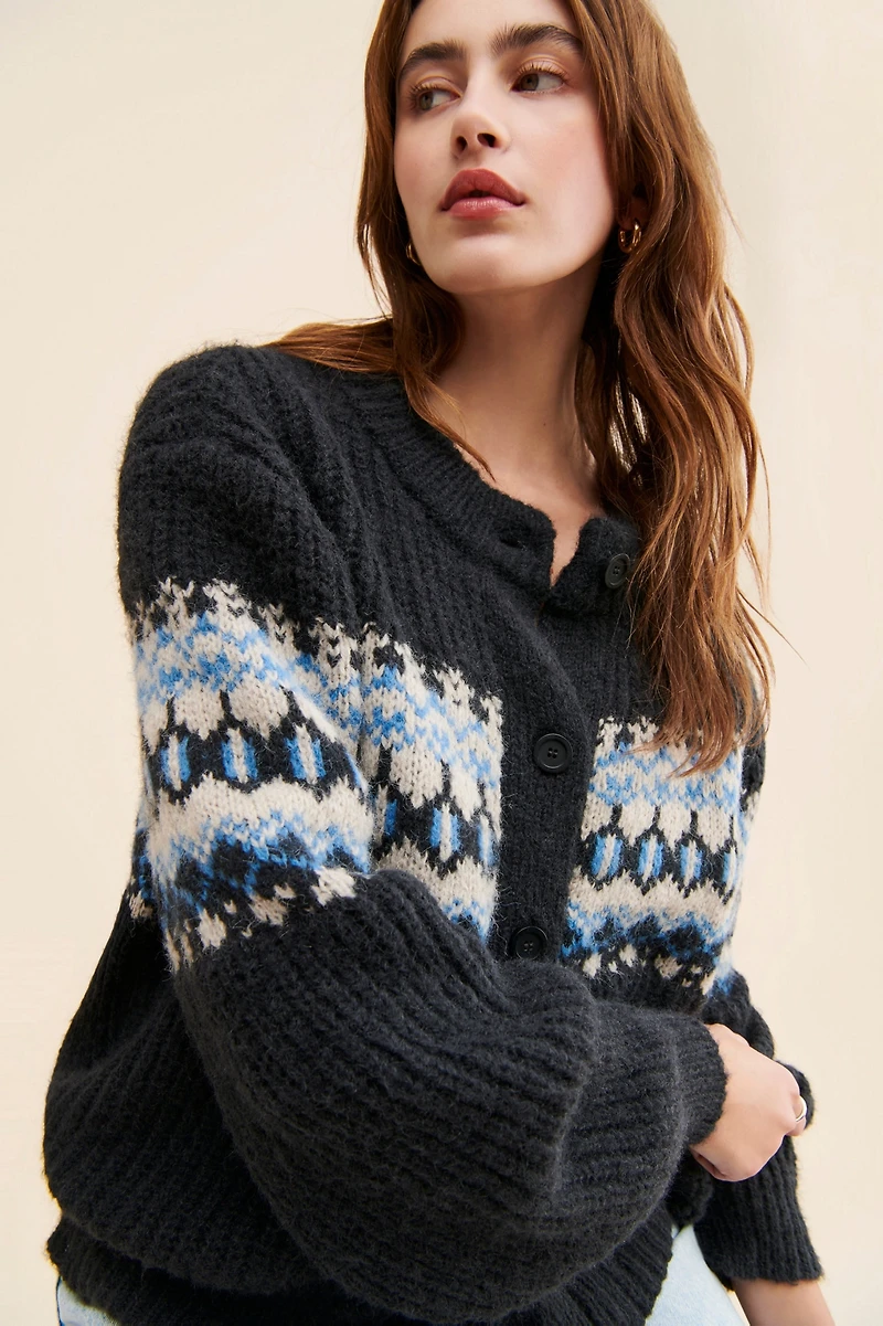Moon River Fair Isle Knit Cardigan