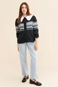 Moon River Fair Isle Knit Cardigan