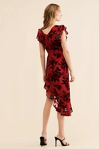 Rachel Parcell Ruffle Asymmetrical Burn Out Velvet Dress