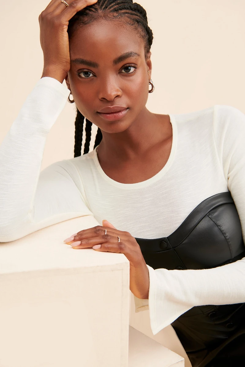 Chaser Lyla Vegan Leather Layered Mini Dress