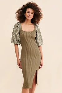 Dolan Left Coast Embroidered Knit Midi Dress