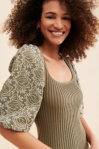 Dolan Left Coast Embroidered Knit Midi Dress
