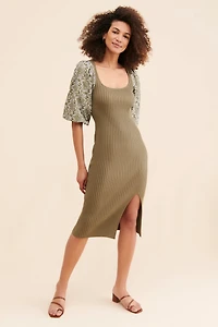 Dolan Left Coast Embroidered Knit Midi Dress