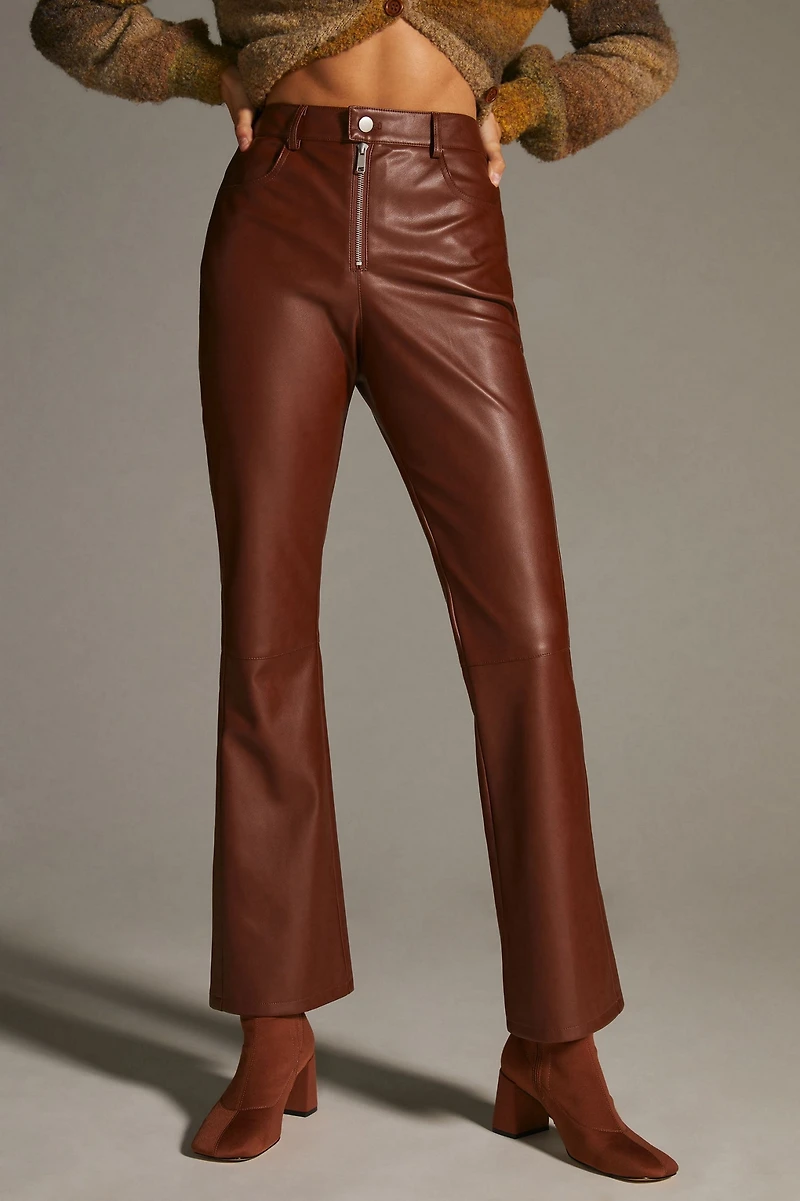 Avec Les Filles Vegan Leather Kick-Flare Pants