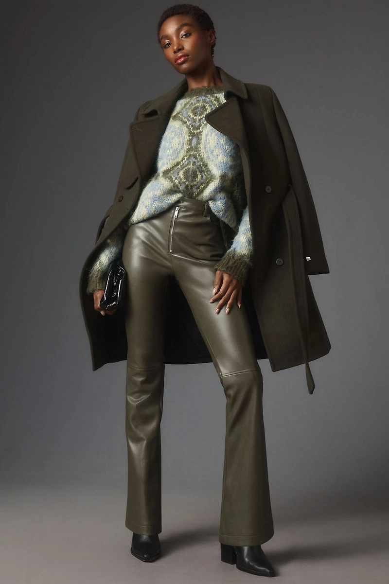 Avec Les Filles Vegan Leather Kick-Flare Pants