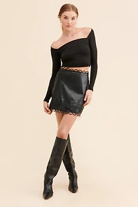 Ollari Vegan Leather Mini Skirt