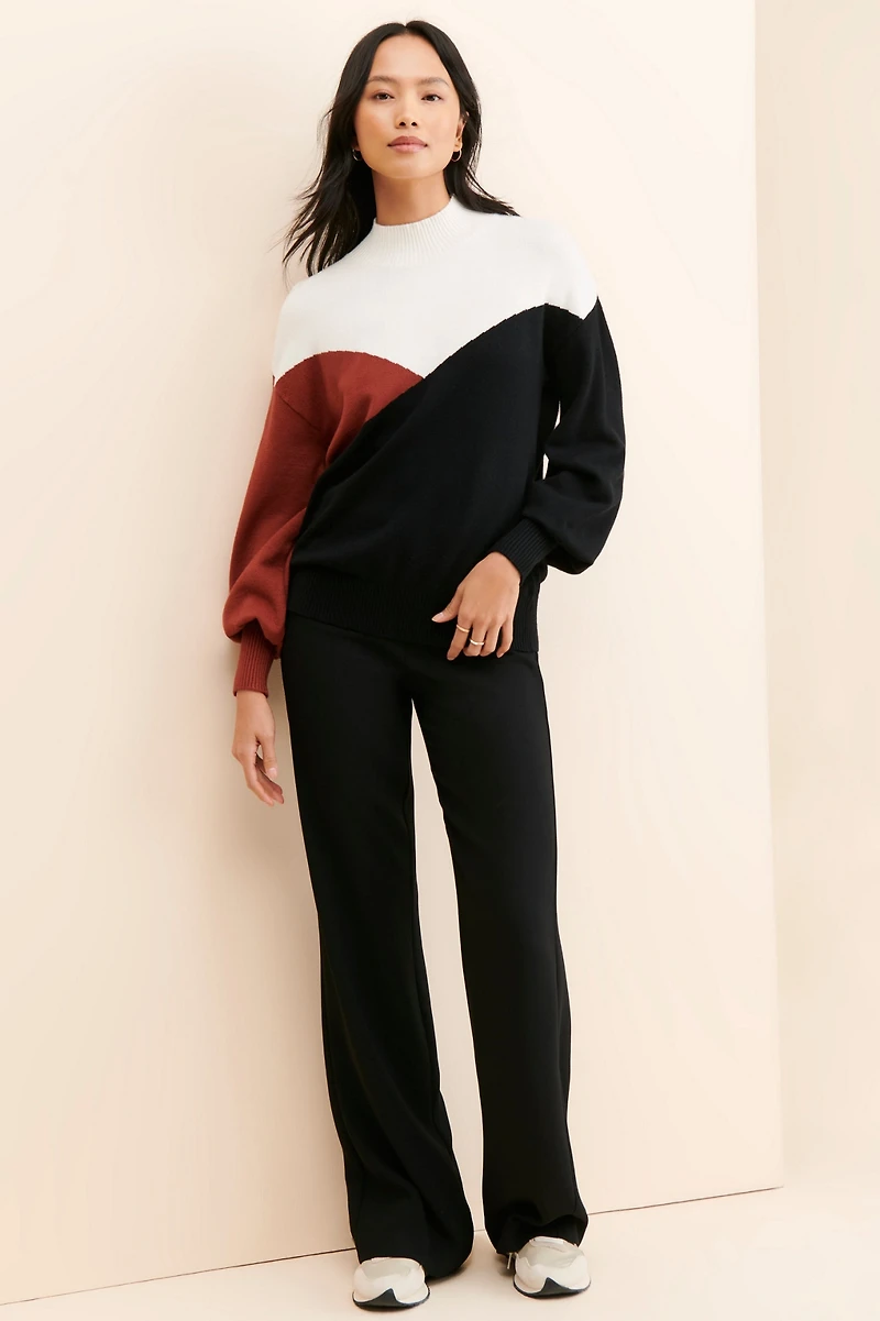 Laundry by Shelli Segal Colorblock Mock Neck Sweater