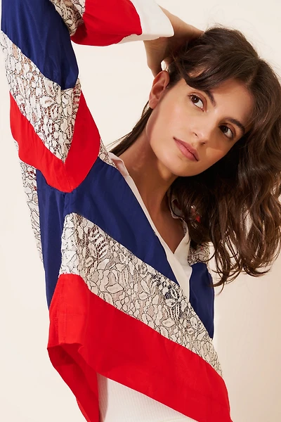 Maeve Long-Sleeve Paneled Rugby Top