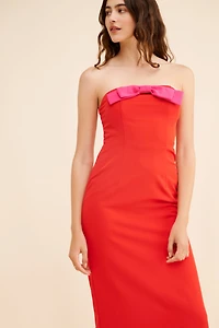 Flat White Bow Midi Dress
