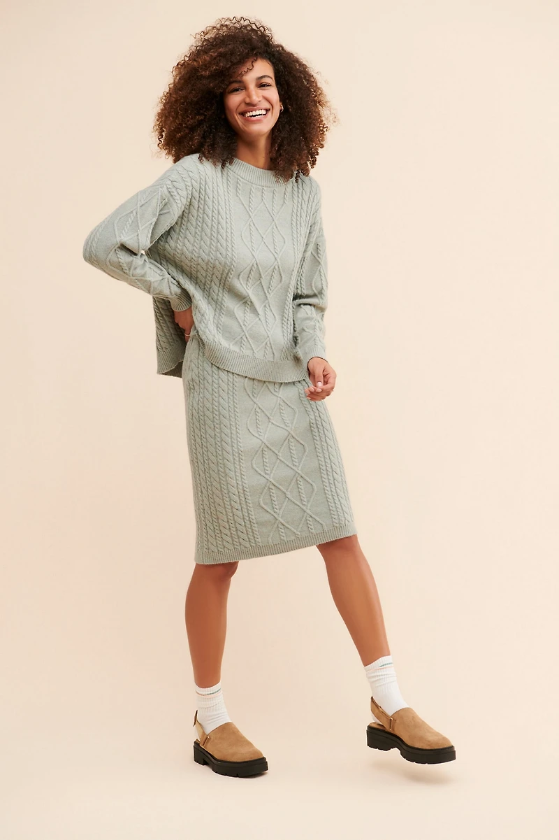 Flat White Sophie Cable Knit Pullover
