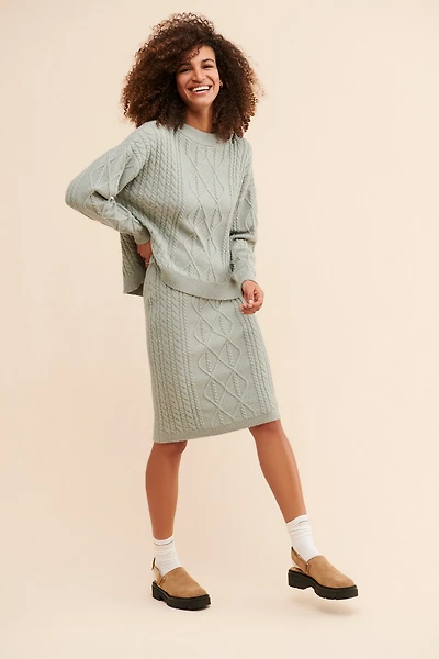 Flat White Sophie Cable Knit Pullover