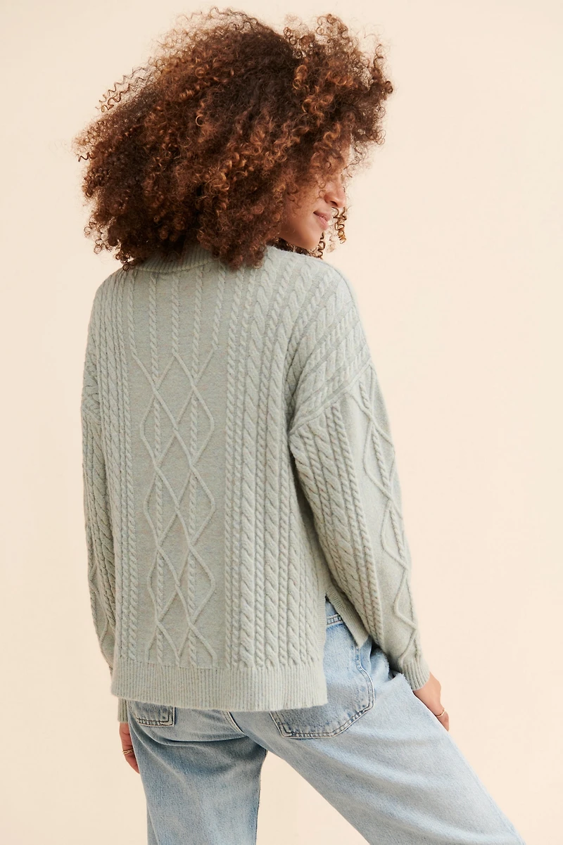Flat White Sophie Cable Knit Pullover