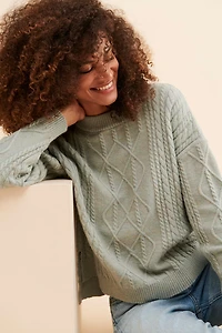 Flat White Sophie Cable Knit Pullover
