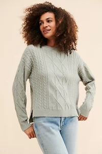 Flat White Sophie Cable Knit Pullover