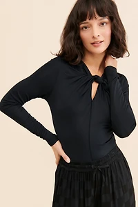 FARM Rio Twist-Front Cutout Bodysuit