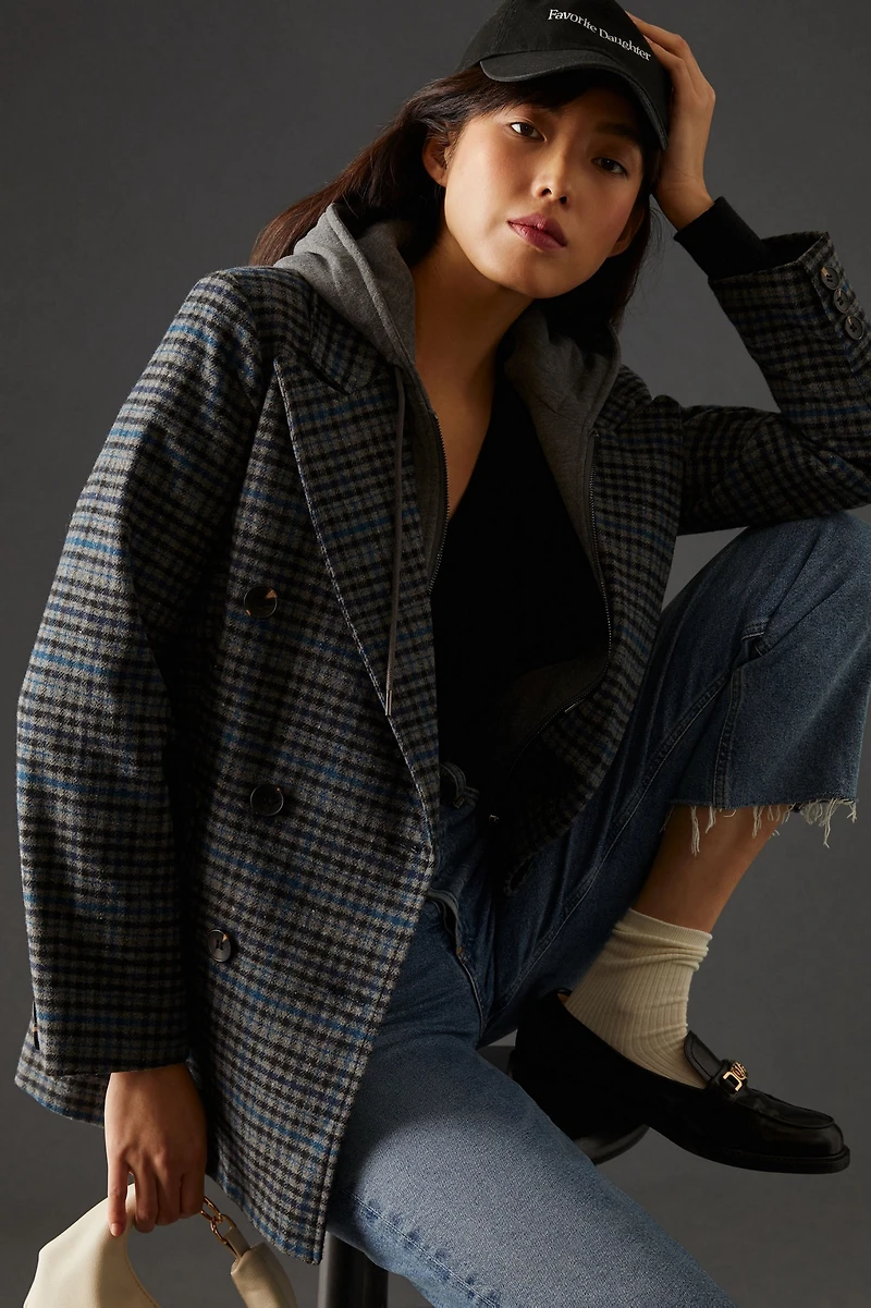 Avec Les Filles Double-Breasted Hooded Coat