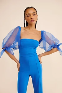 Esthe Cold Shoulder Puff Sleeve Jumpsuit