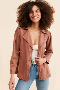 Puff Sleeve Twill Jacket