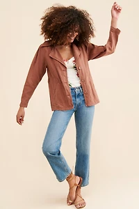 Puff Sleeve Twill Jacket