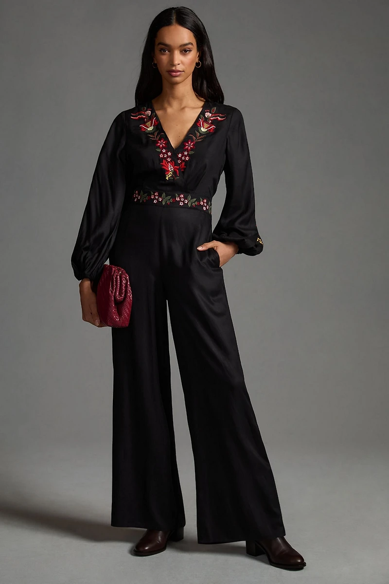 FARM Rio Embroidered Wide Leg Jumpsuit