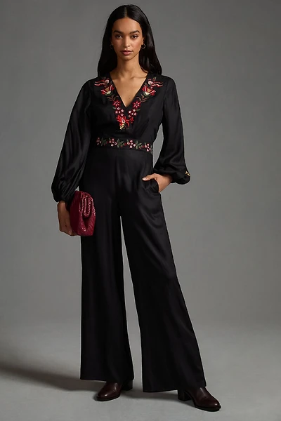 FARM Rio Embroidered Wide Leg Jumpsuit