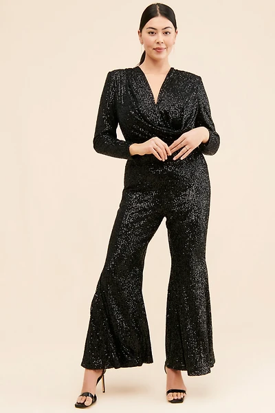Eloquii Flare Leg Sequin Jumpsuit