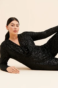 Eloquii Flare Leg Sequin Jumpsuit