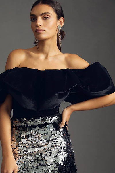 Hutch Velvet Off-The-Shoulder Top