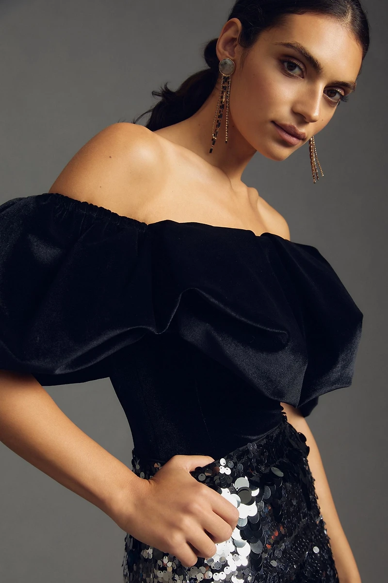 Hutch Velvet Off-The-Shoulder Top