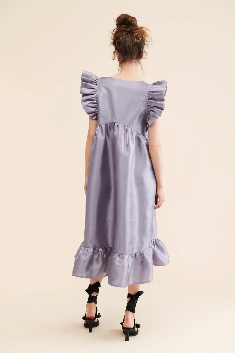 Dhruv Kapoor Metallic Babydoll Midi Dress