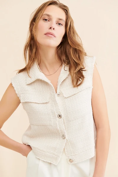 Flat White Tweed Relaxed Vest