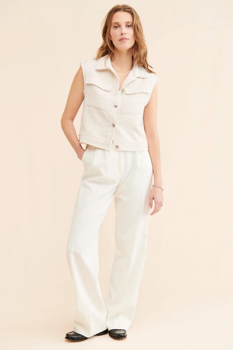 Flat White Tweed Relaxed Vest
