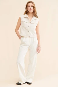 Flat White Tweed Relaxed Vest
