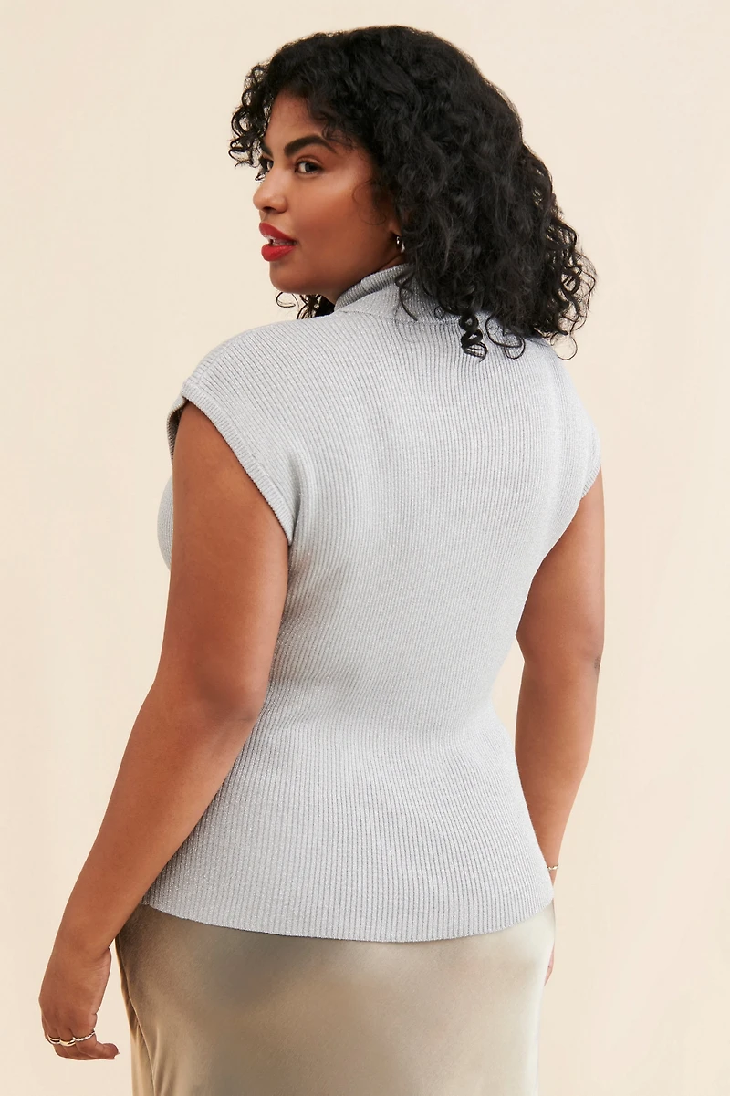 Eloquii Metallic Mock Neck Sweater