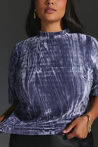 Pilcro Velveteen Mock Neck Top